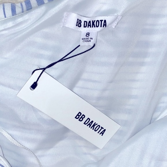 BB Dakota blue striped one shoulder romper size 8 new with tags - Picture 7 of 11